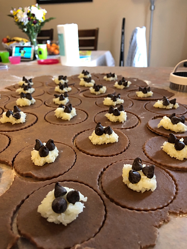 Chocolate Coconut Bounty Bar Hamentashen Cookies